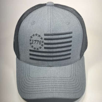 1776 Flag Trucker Cap - Available in Grey