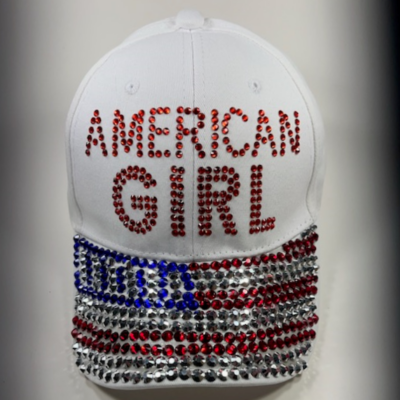 American Girl Rhinestone Cap - Available in White