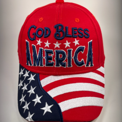 God Bless America Cap - Available in Red, White, Navy Blue, and Black