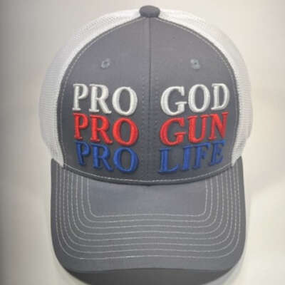 Pro God Pro Gun Pro Life Trucker Cap - Available in Grey