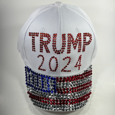 Trump 2024 Rhinestone Cap - Available in White