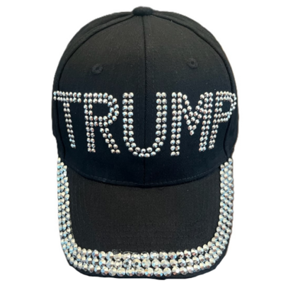 Trump Black Rhinestone Cap